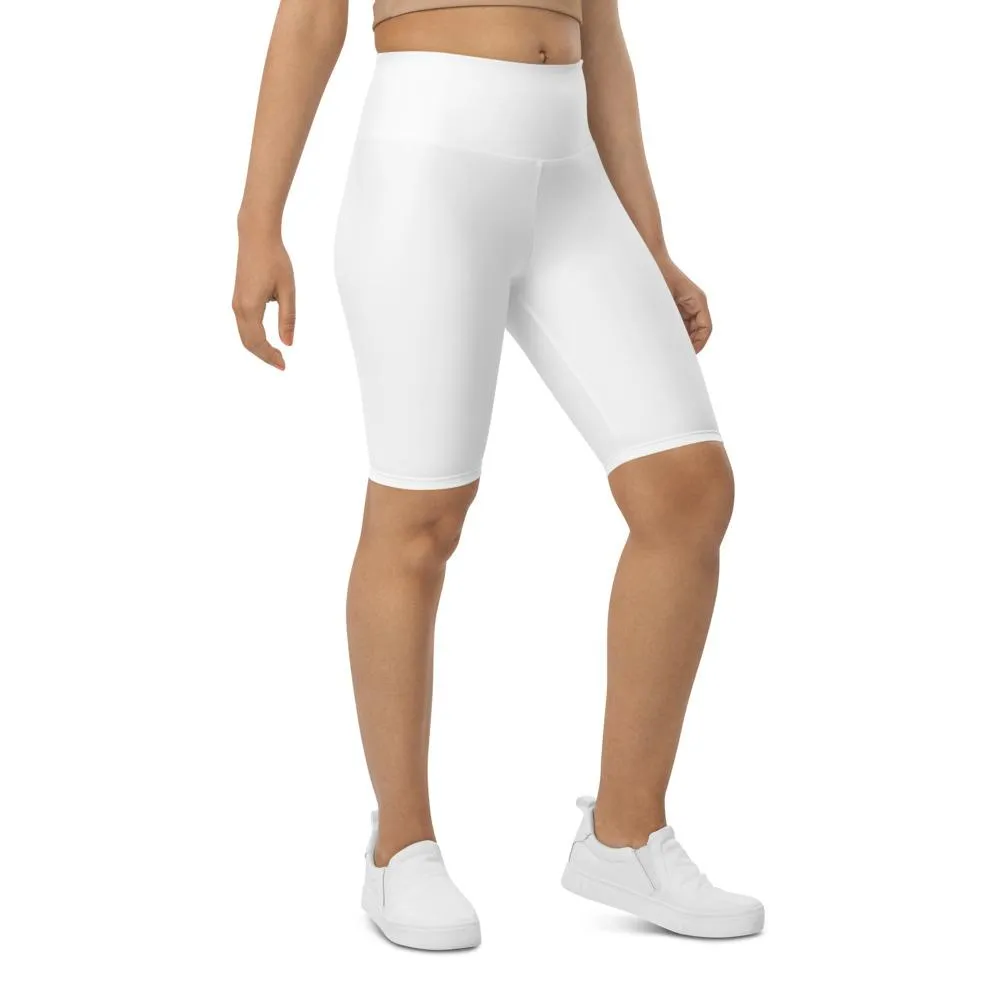 Solid White Bike Shorts