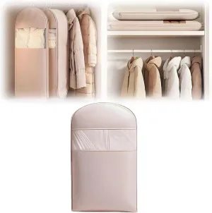 SpaceSavingHangingGarmentBag with Self Compression Zipper, Garment BagsforHangingClothes,ClothesStorageBag,DustCoverforDownCoat,Compression Hanging Organizer (pink, L)