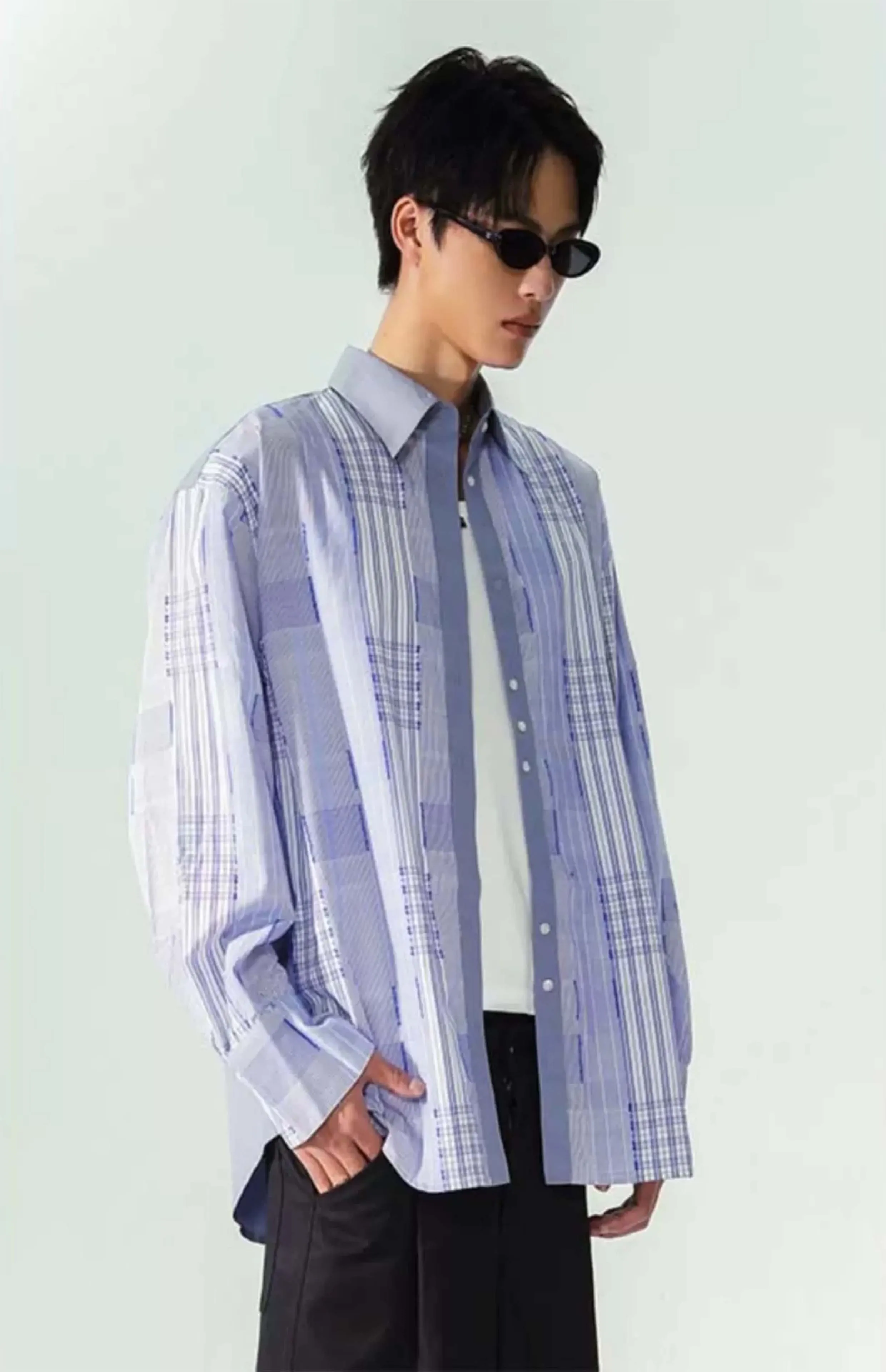 Splicing Long Sleeve Shirts
