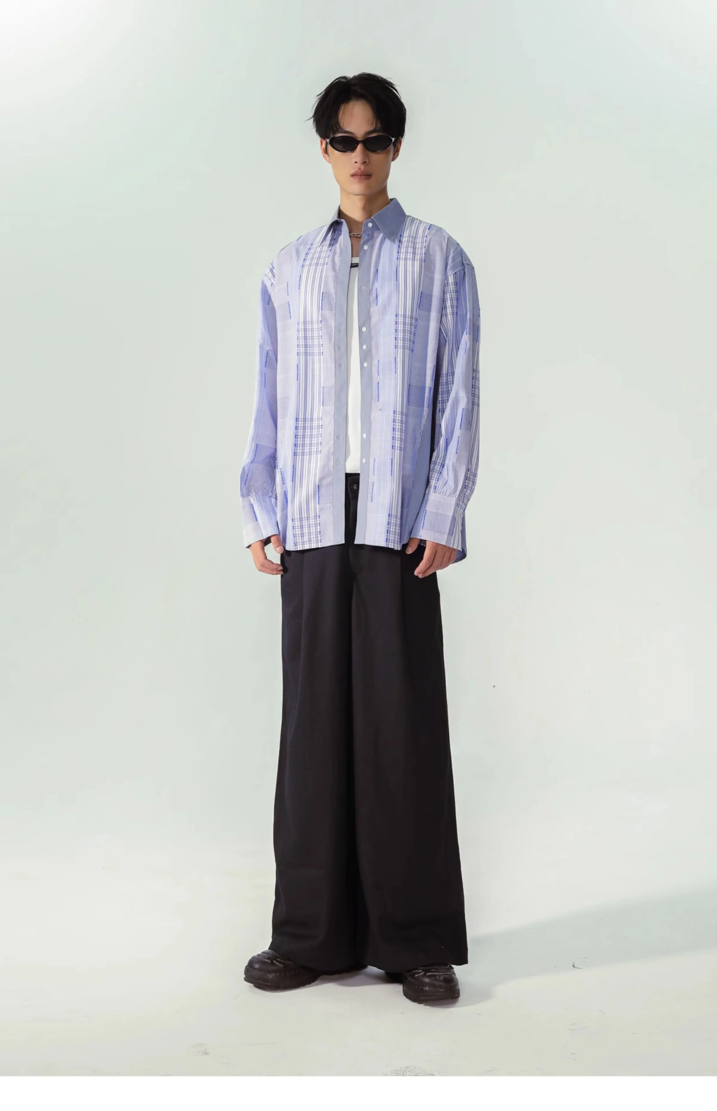 Splicing Long Sleeve Shirts