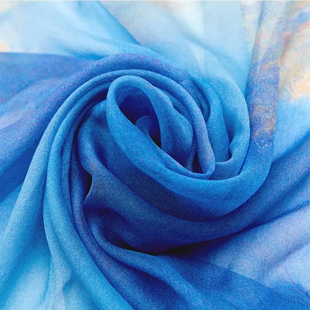 Square Large Neck Scarf Women Long Lightweight Silk Scarf Sunscreen Shawls Digital Printed Soft Lightweight, colored