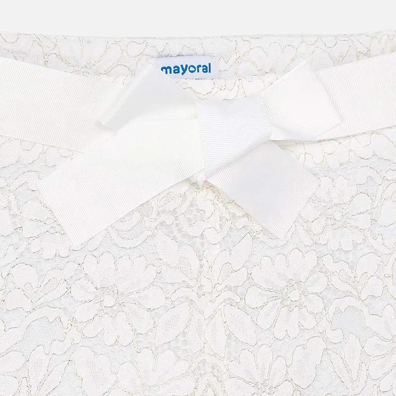 SS19 Mayoral Older Girls Ivory Lace Shorts 6201