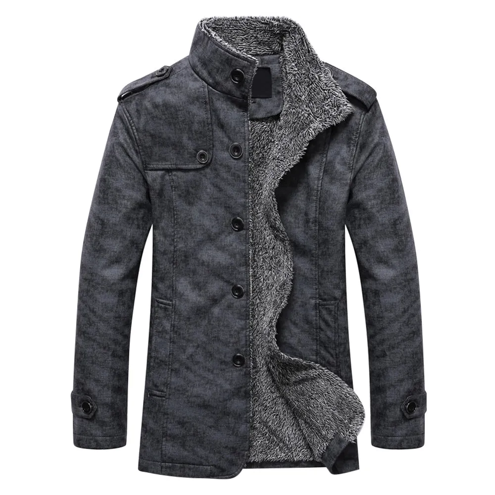 Stand Collar Faux Leather Single-Breasted Men Outwear Jacket 2887