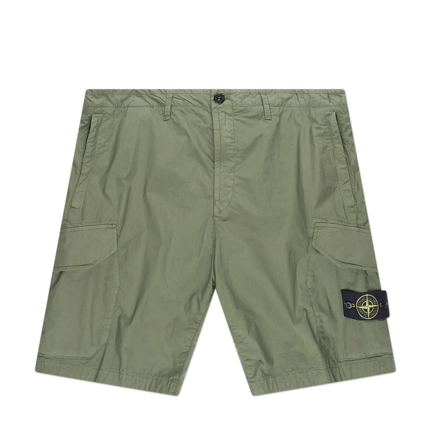 stone island old effect cargo bermuda shorts (olive)