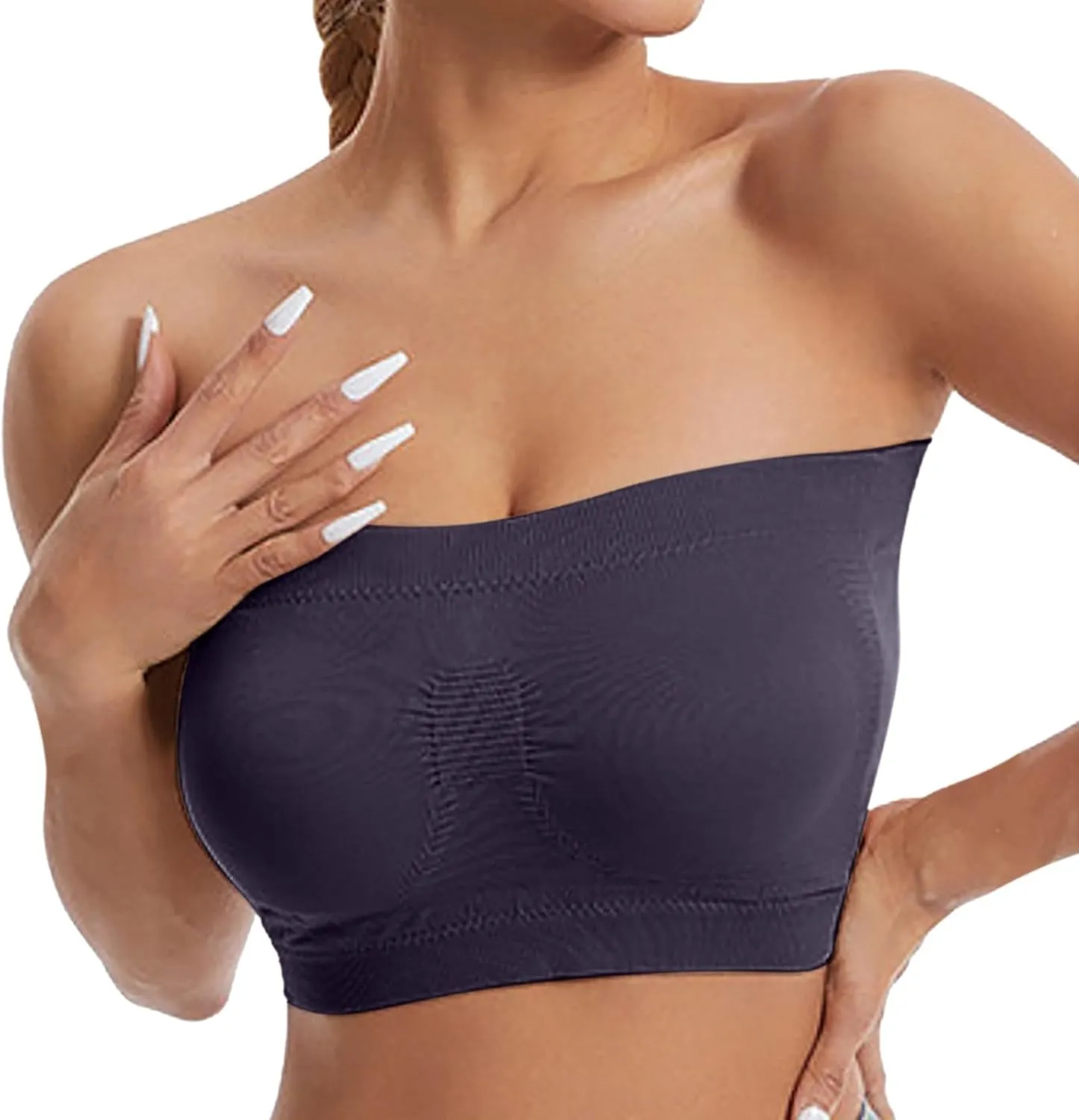 Strapless Bras for Women Plus Size Bandeau Sports Bras Solid Non-Slip Seamless Tube Tops Summer Basic Layer Bras