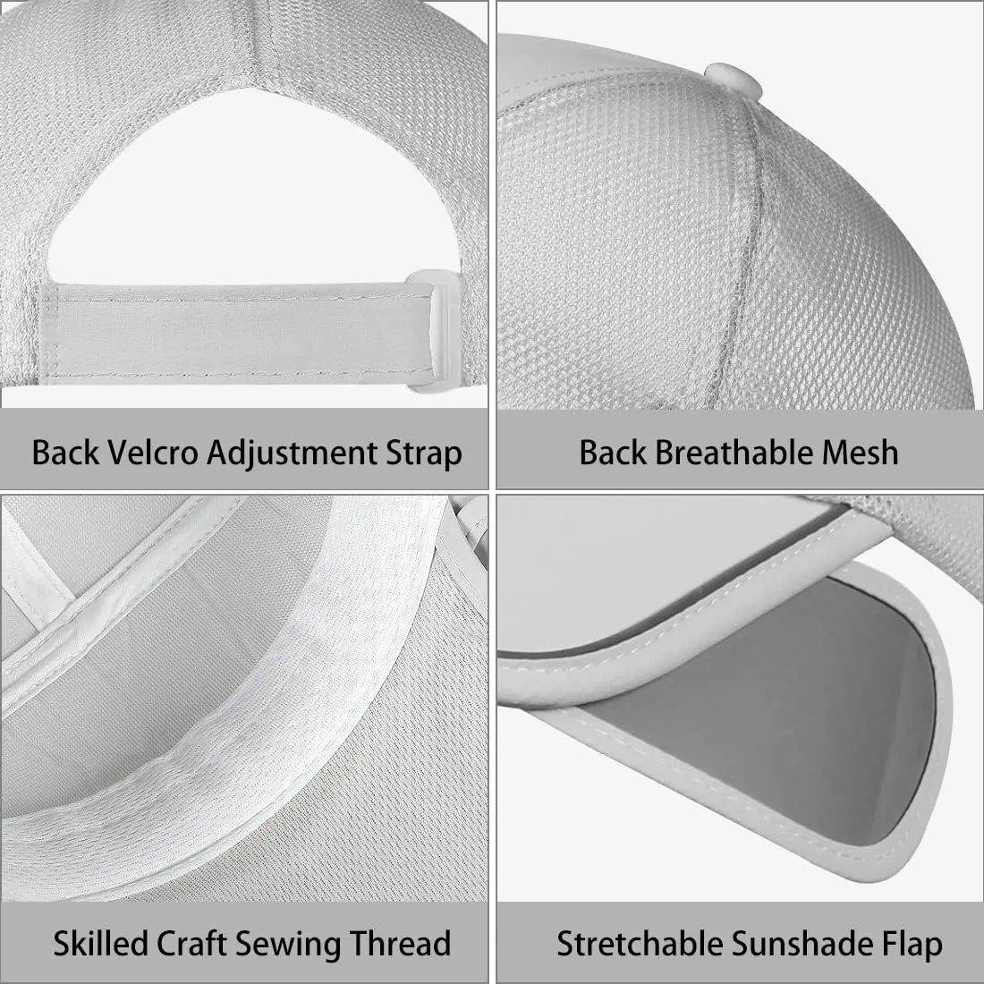 Sun Visor Hats Men, Adjustable Retractable Brim UV Protection Mesh Breathable Baseball Cap for Beach Golf Running Tennis