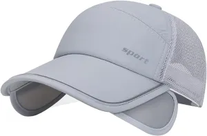 Sun Visor Hats Men, Adjustable Retractable Brim UV Protection Mesh Breathable Baseball Cap for Beach Golf Running Tennis