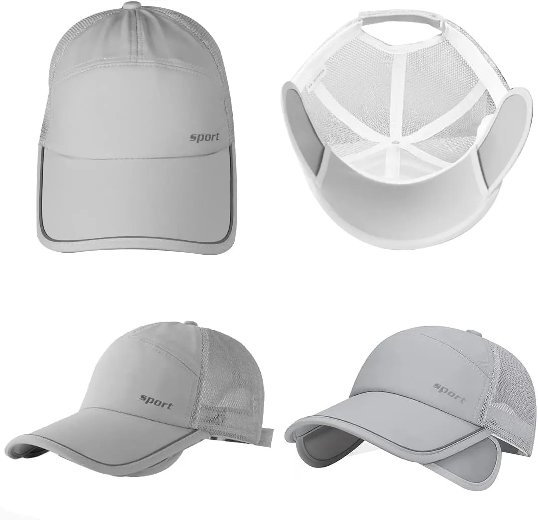Sun Visor Hats Men, Adjustable Retractable Brim UV Protection Mesh Breathable Baseball Cap for Beach Golf Running Tennis