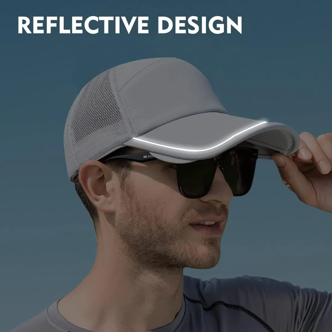 Sun Visor Hats Men, Adjustable Retractable Brim UV Protection Mesh Breathable Baseball Cap for Beach Golf Running Tennis