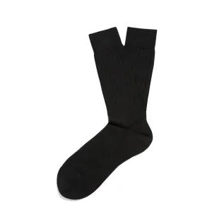 Sunspel Merino Wool Ribbed Socks Black