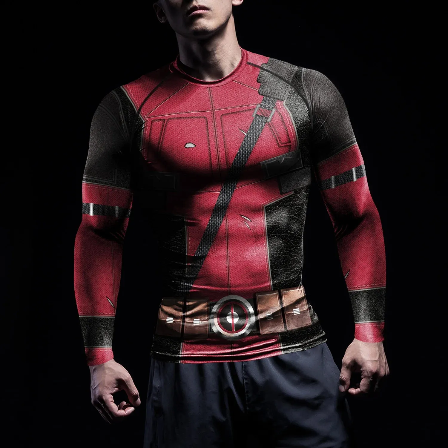 Superheroes Rashie Compression Shirts Mens Running Workout Long Sleeve Fitness Top Sportswear Shirts