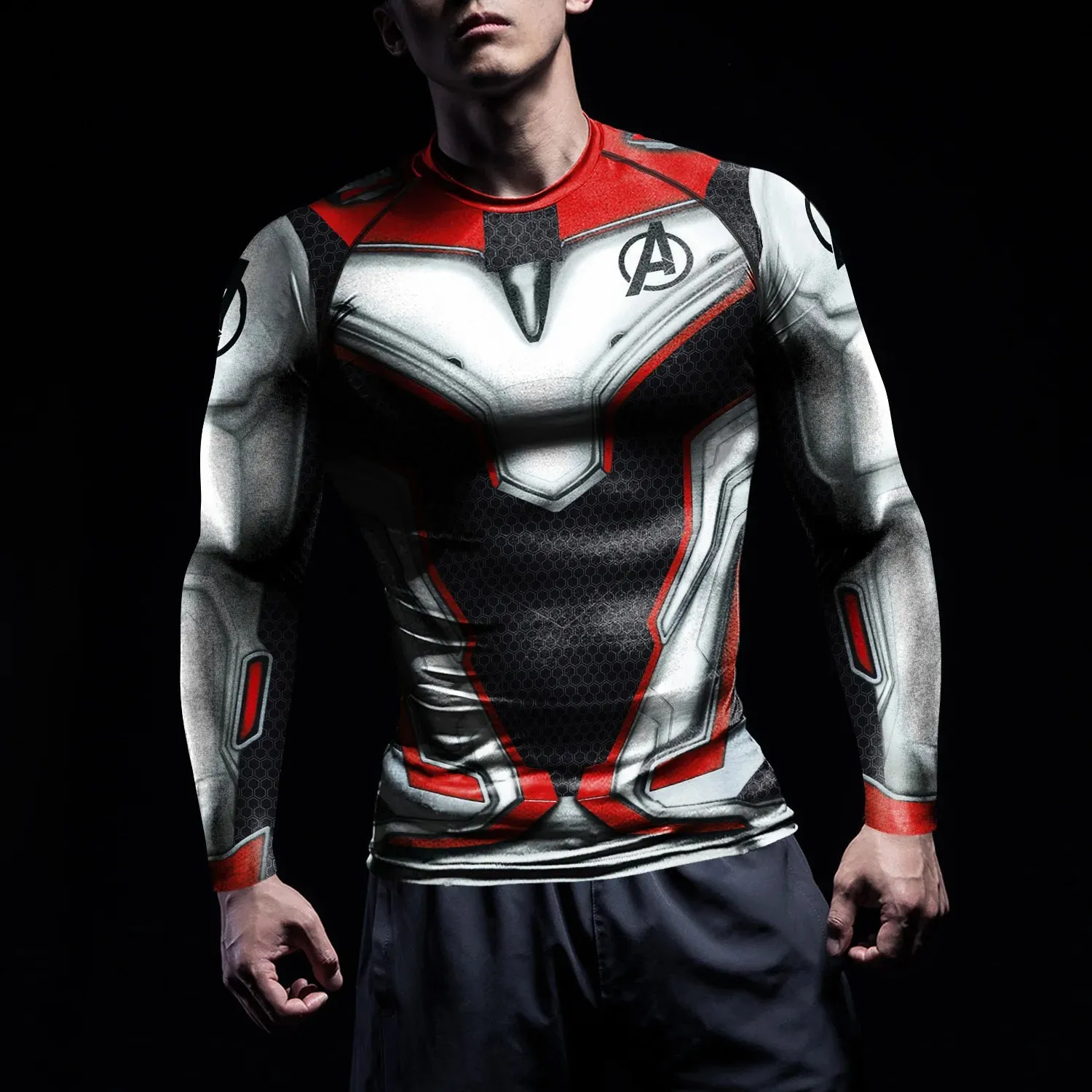 Superheroes Rashie Compression Shirts Mens Running Workout Long Sleeve Fitness Top Sportswear Shirts