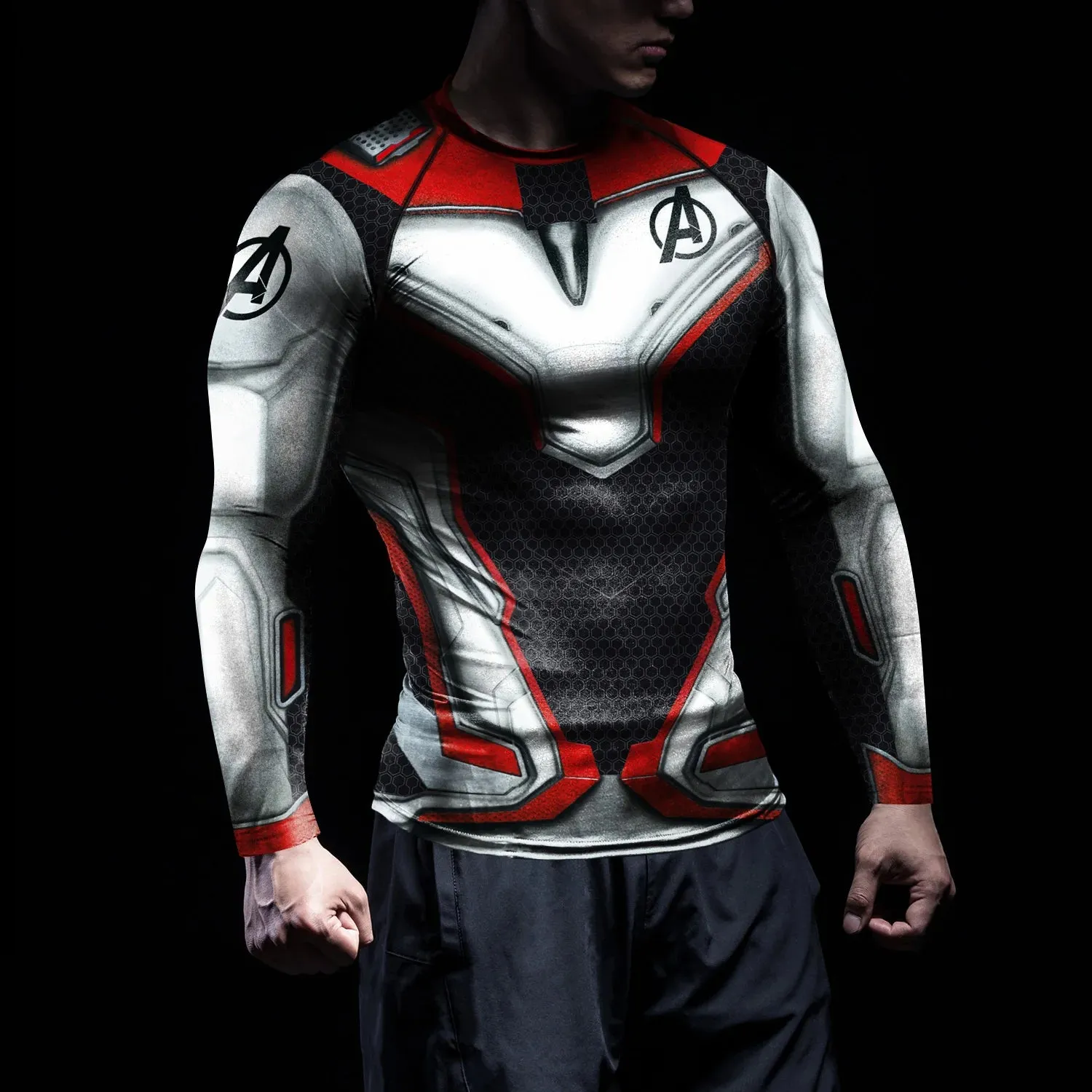 Superheroes Rashie Compression Shirts Mens Running Workout Long Sleeve Fitness Top Sportswear Shirts