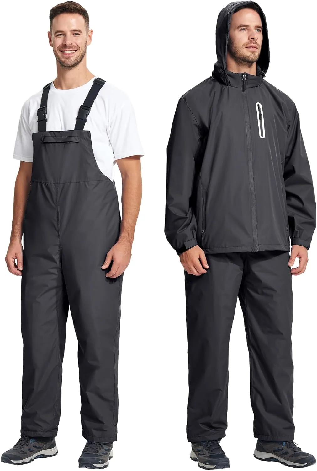 SWISSWELL Men's Heavy Duty Work Utility Rain Gear Suit Jacket and Rain Bibs Pants Waterproof for Fishing Sailing Boating