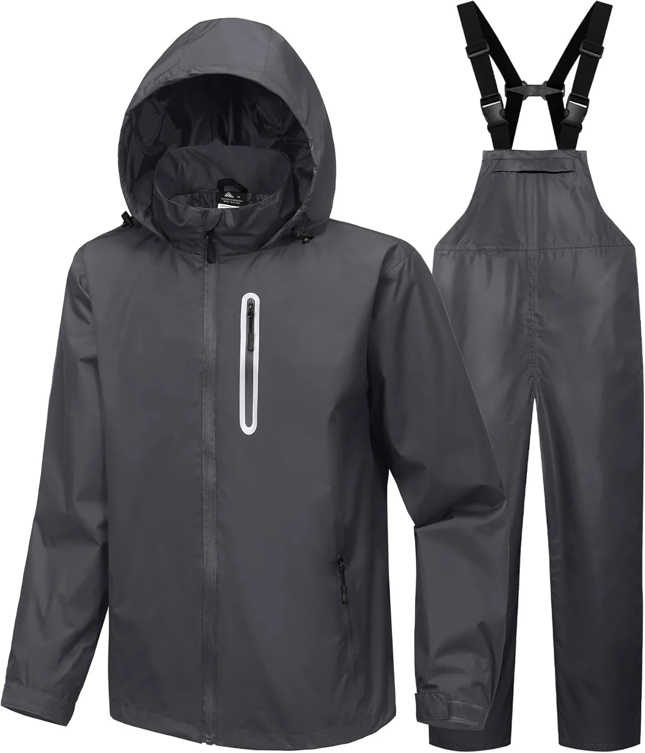 SWISSWELL Men's Heavy Duty Work Utility Rain Gear Suit Jacket and Rain Bibs Pants Waterproof for Fishing Sailing Boating