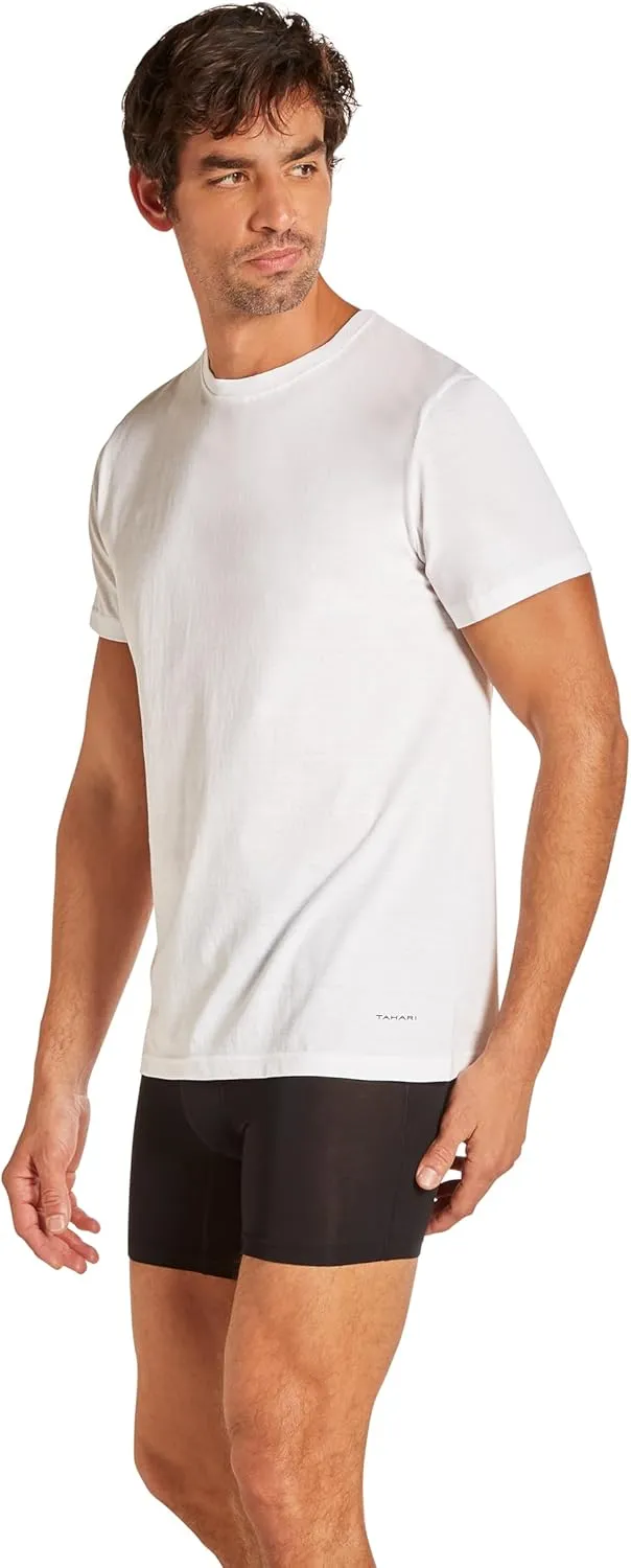 TAHARI Men's 4-Pack Cotton Stretch Crew Neck T-Shirt  Soft, Breathable & Flexible Fit Undershirt