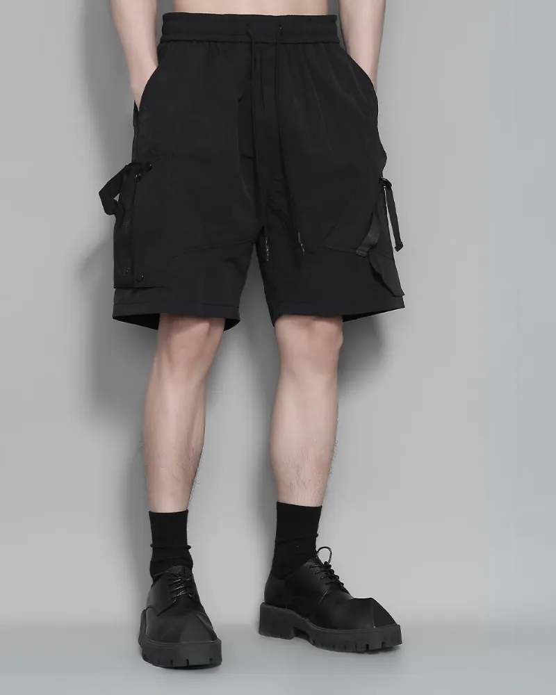 Techwear Woven Patchwork Cargo Shorts
