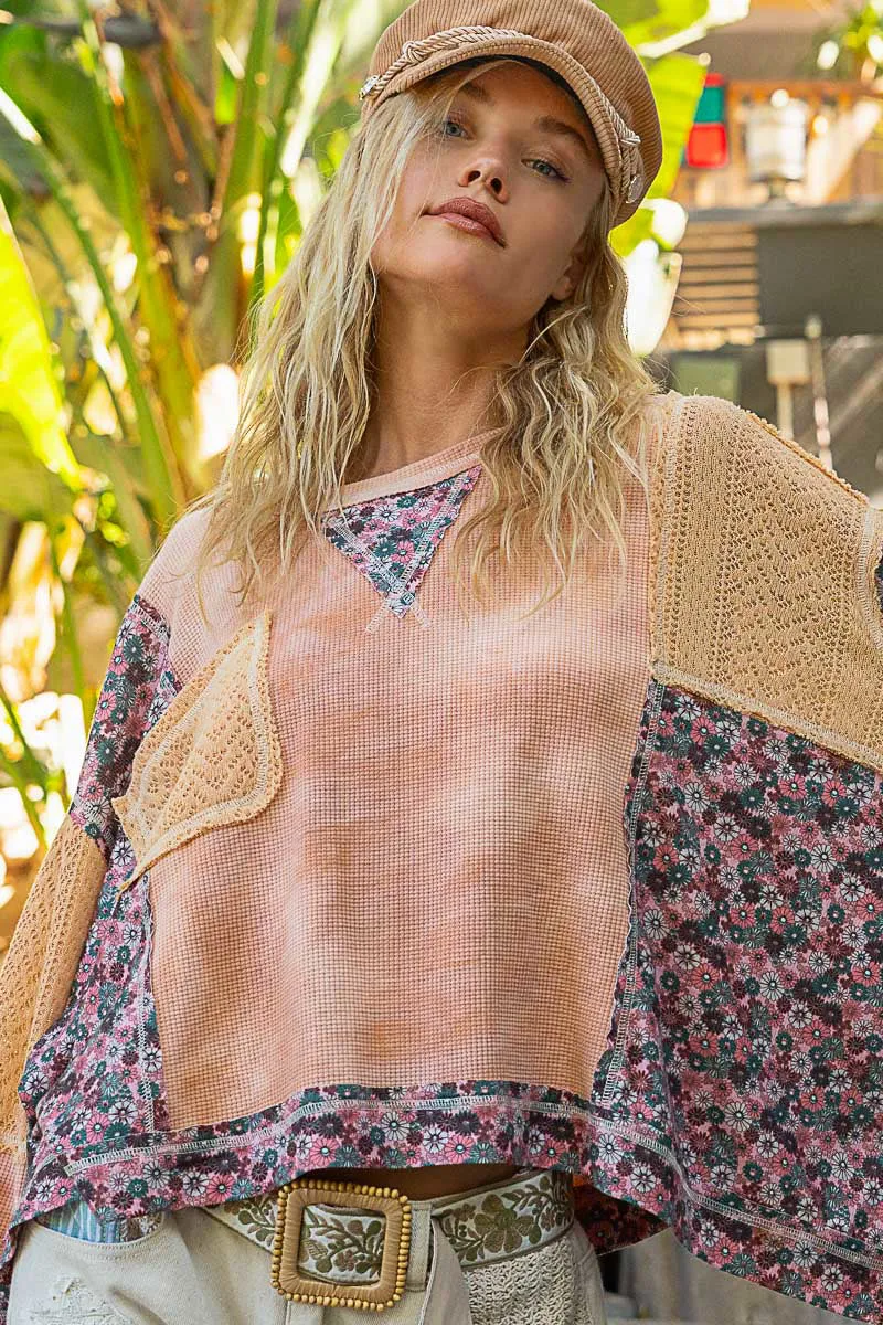 That’s My Jam Floral   Crochet Thermal Top (2 Colors)