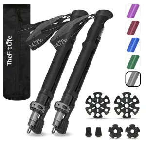 TheFitLife Collapsible Trekking Poles for Hiking – Lightweight Folding Walking Sticks for Men and Women with Extra-Long Foam Handle and Metal Flip Lock(Grey fit 166-192cm)