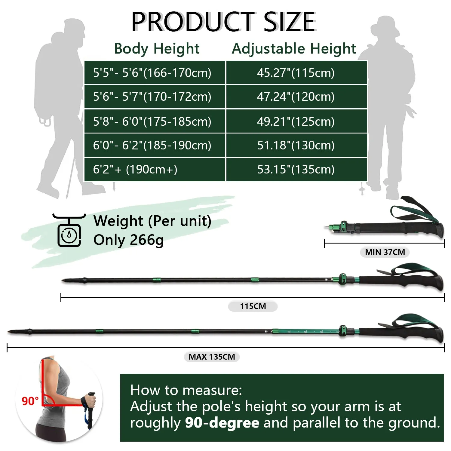 TheFitLife Collapsible Trekking Poles for Hiking – Lightweight Folding Walking Sticks for Men and Women with Extra-Long Foam Handle and Metal Flip Lock(Grey fit 166-192cm)