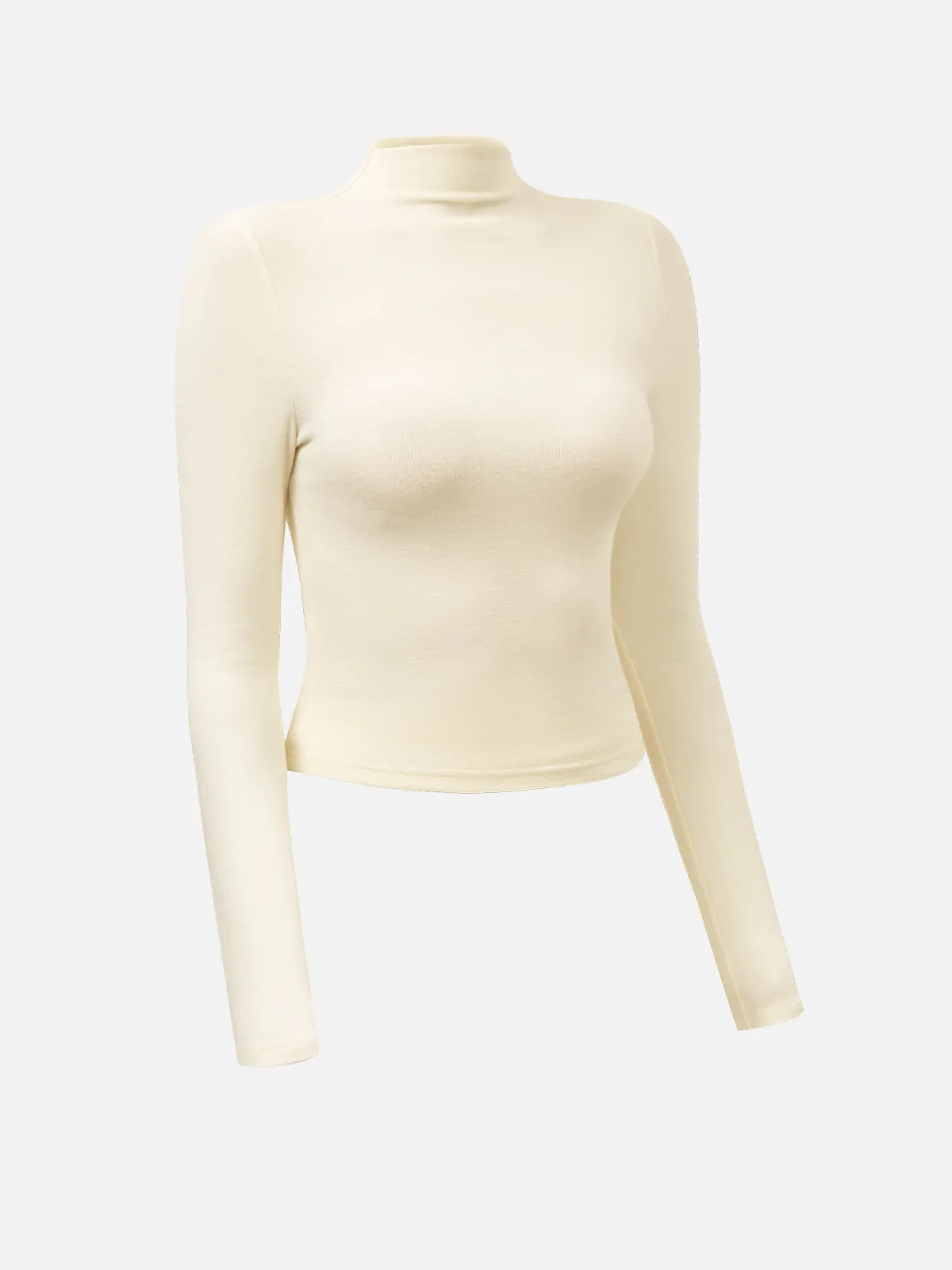 Thermal Brushed Mock Neck Crop Top