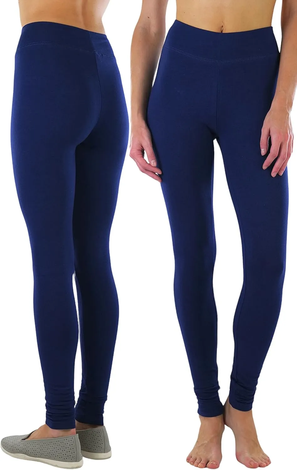 ToBeInStyle Women's Single Medium Weight Breathable Cotton-Spandex Leggings
