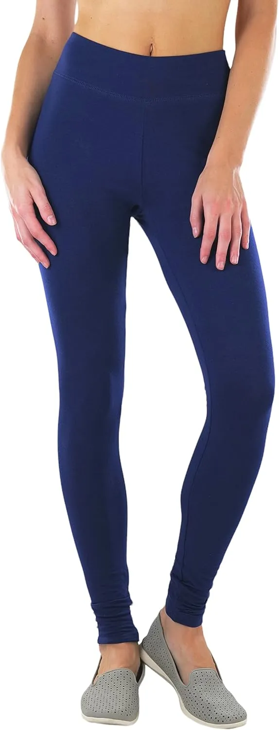 ToBeInStyle Women's Single Medium Weight Breathable Cotton-Spandex Leggings
