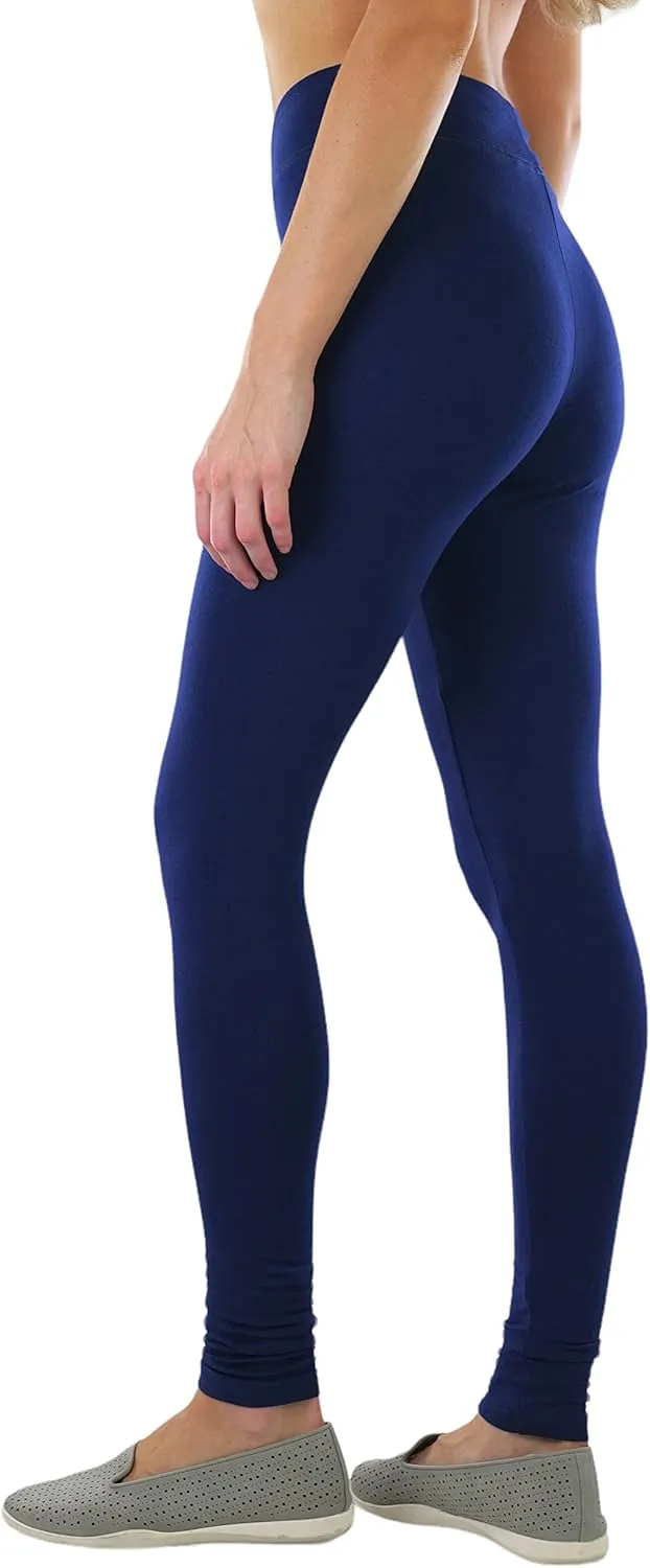 ToBeInStyle Women's Single Medium Weight Breathable Cotton-Spandex Leggings