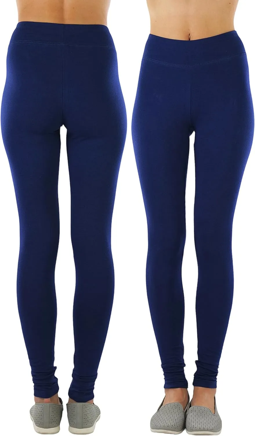 ToBeInStyle Women's Single Medium Weight Breathable Cotton-Spandex Leggings