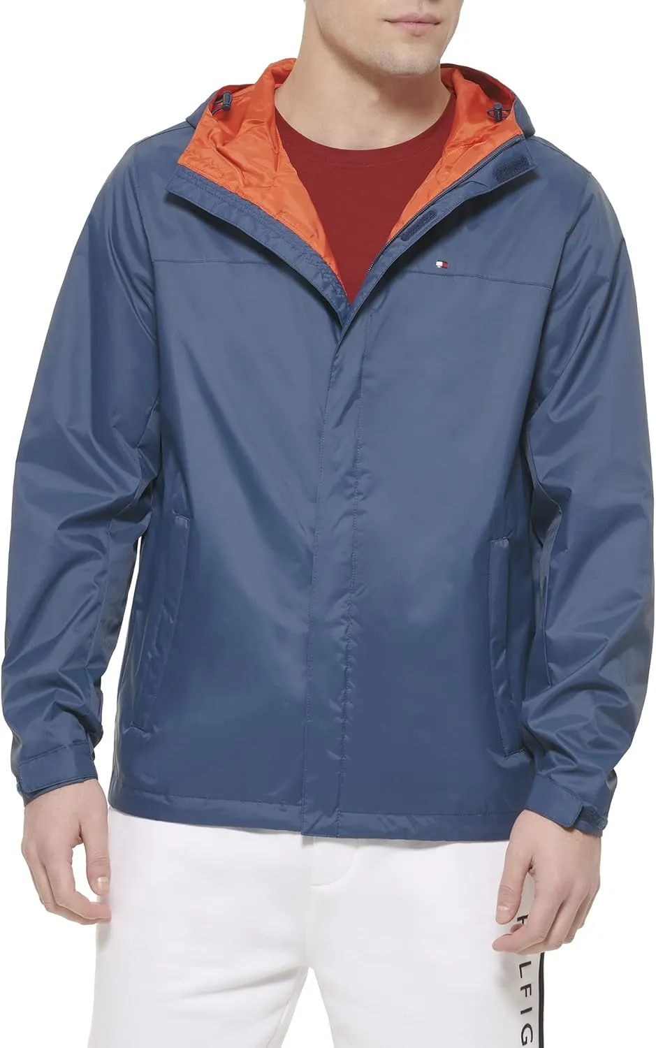 Tommy Hilfiger Men's Lightweight Breathable Waterproof Hooded Rain Jacket