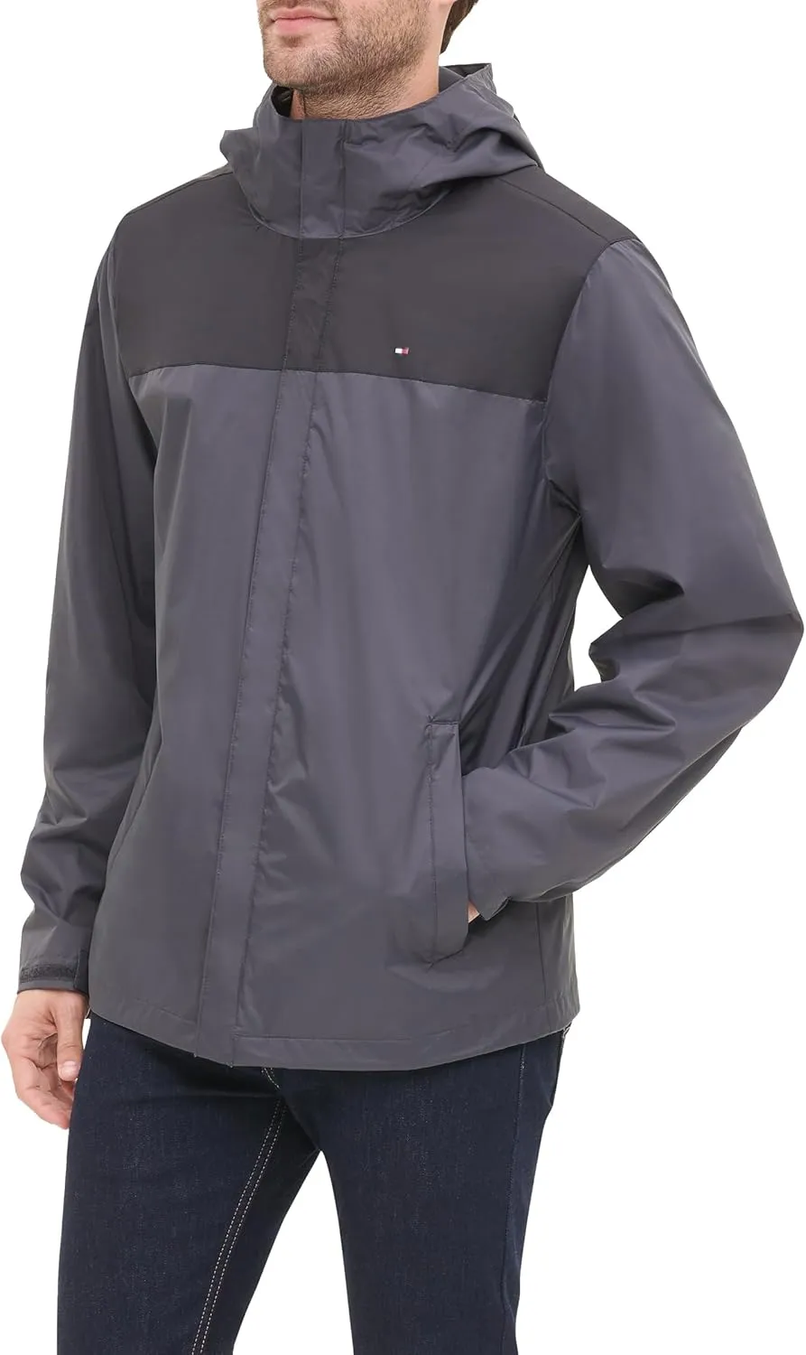Tommy Hilfiger Men's Lightweight Breathable Waterproof Hooded Rain Jacket