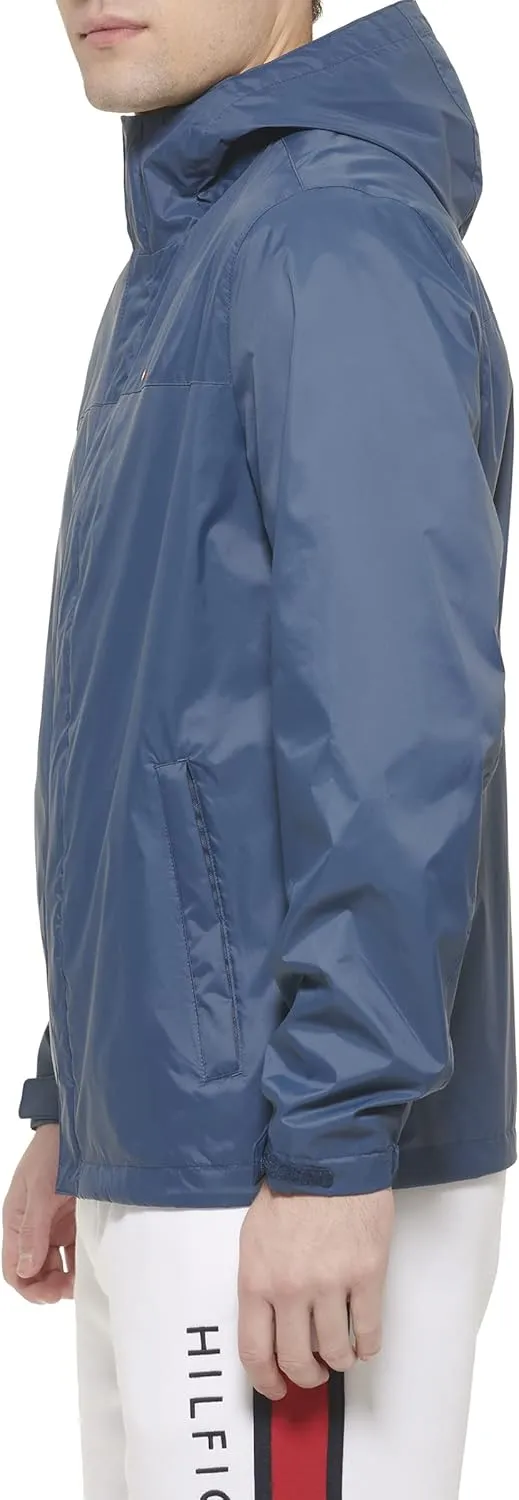 Tommy Hilfiger Men's Lightweight Breathable Waterproof Hooded Rain Jacket