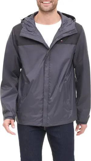 Tommy Hilfiger Men's Lightweight Breathable Waterproof Hooded Rain Jacket
