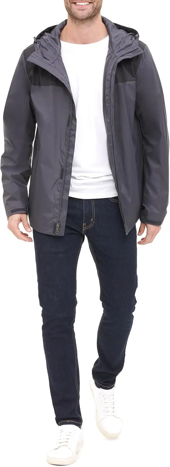 Tommy Hilfiger Men's Lightweight Breathable Waterproof Hooded Rain Jacket