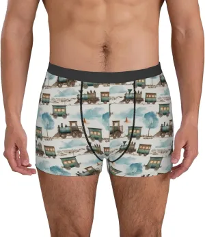 Transport Train Print Boxer Briefs For Men Breathable Underwear-