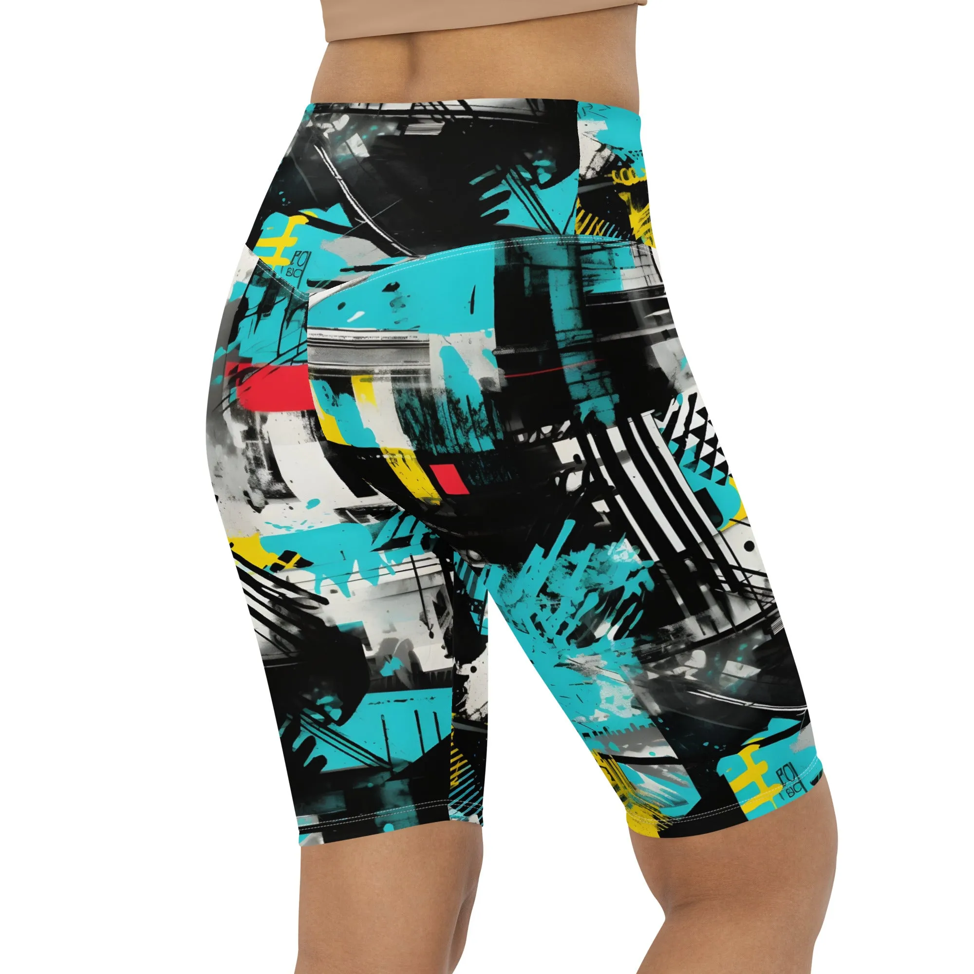 Tropical Tempo: Women's Mile After Mile Biker Shorts - Tropical Thunder 001
