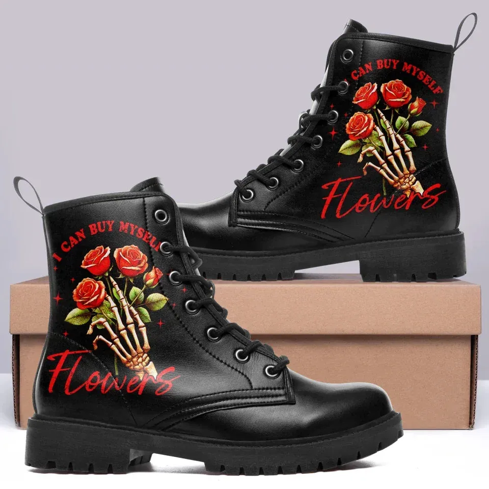 Unique Gift,Personalized Gothic with Love Boots, Custom Skull with Rose Boots, Fashion Winter Unisex Boots