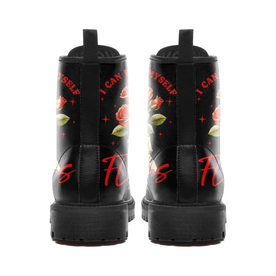 Unique Gift,Personalized Gothic with Love Boots, Custom Skull with Rose Boots, Fashion Winter Unisex Boots
