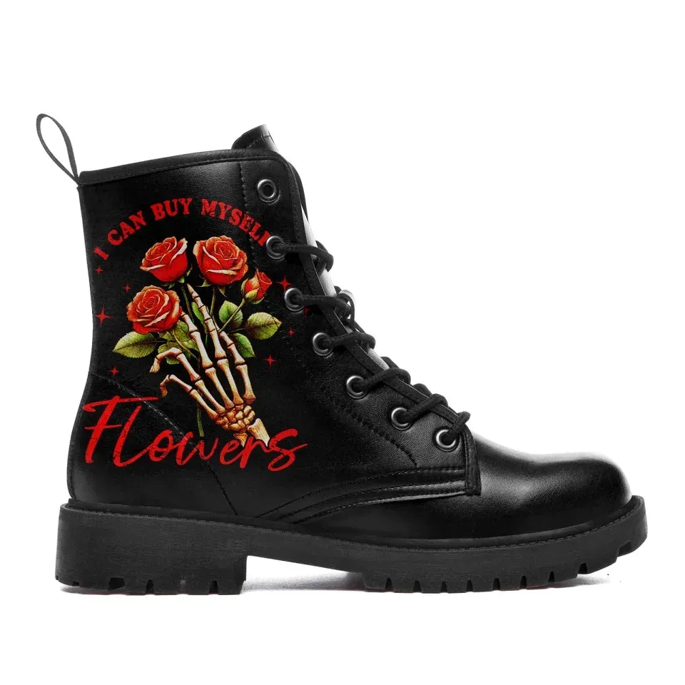 Unique Gift,Personalized Gothic with Love Boots, Custom Skull with Rose Boots, Fashion Winter Unisex Boots