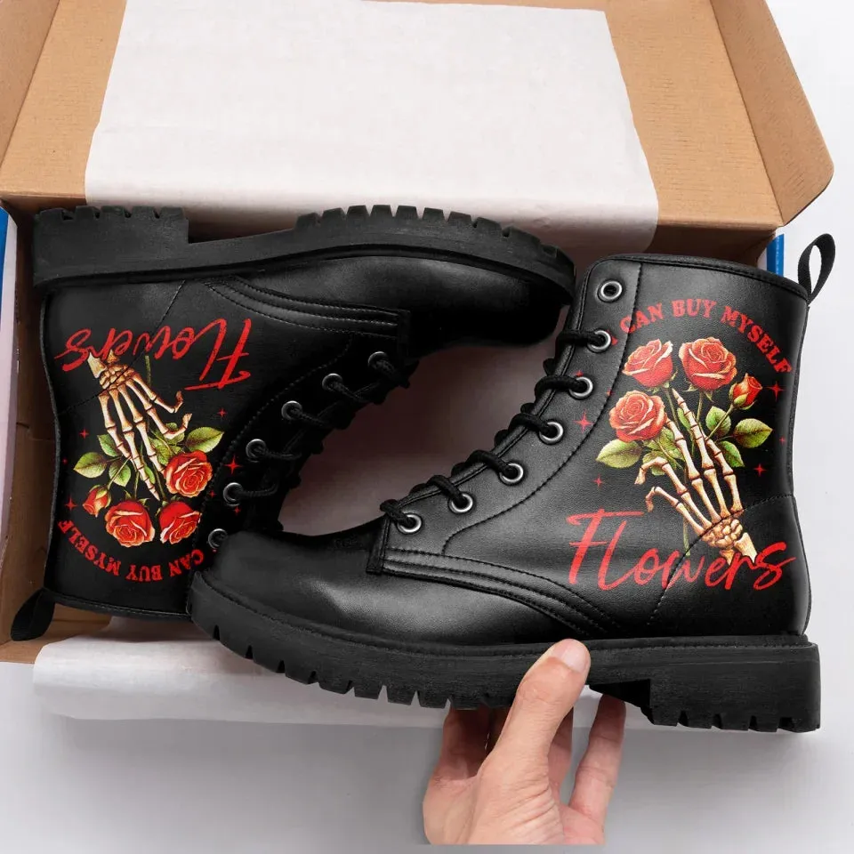 Unique Gift,Personalized Gothic with Love Boots, Custom Skull with Rose Boots, Fashion Winter Unisex Boots