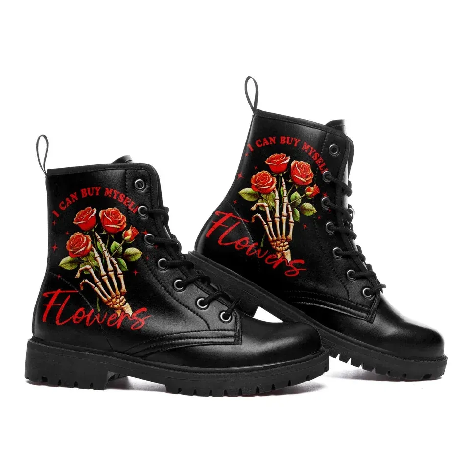 Unique Gift,Personalized Gothic with Love Boots, Custom Skull with Rose Boots, Fashion Winter Unisex Boots