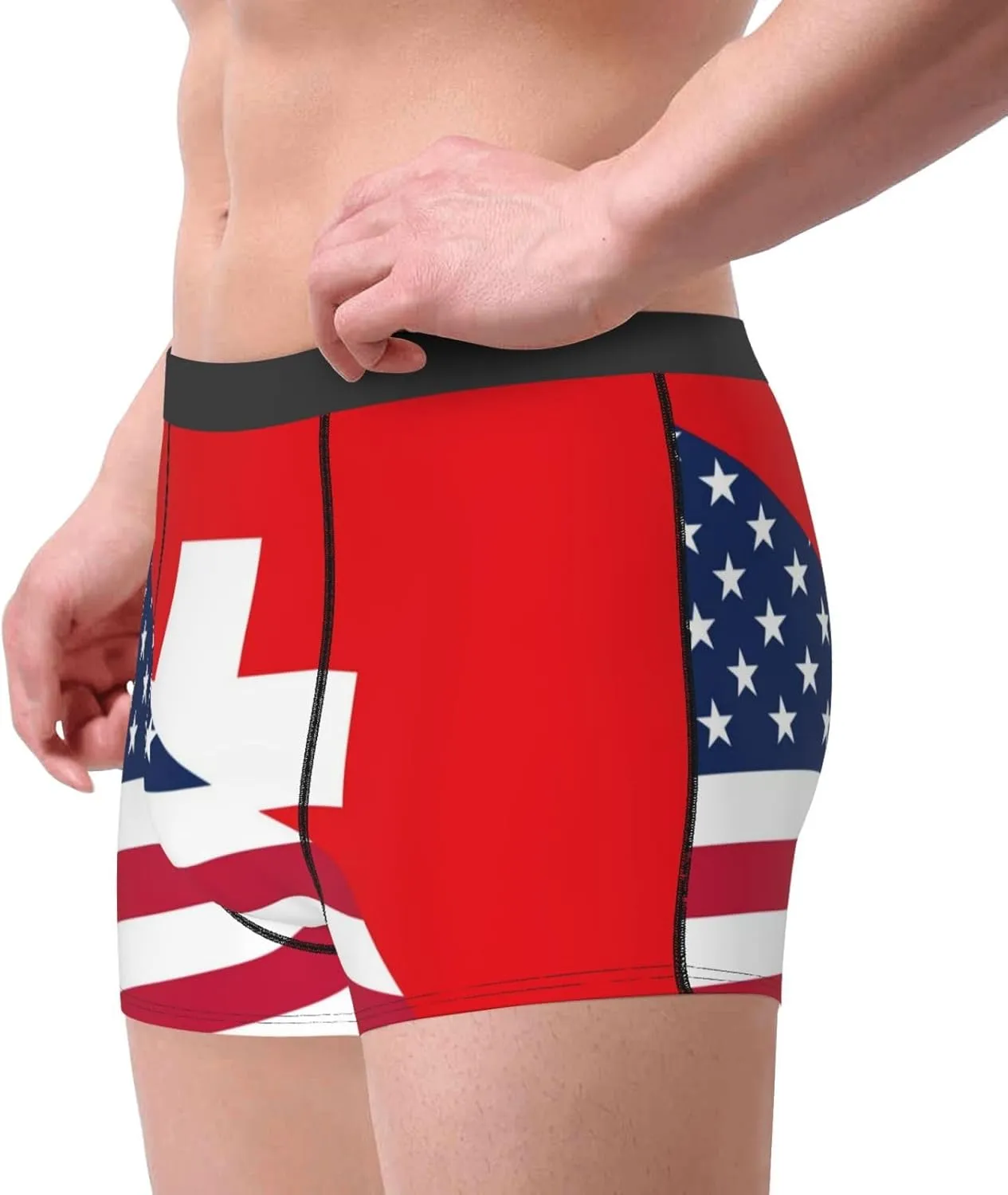Usa Switzerland Print Boxer Briefs For Men Breathable Underwear-