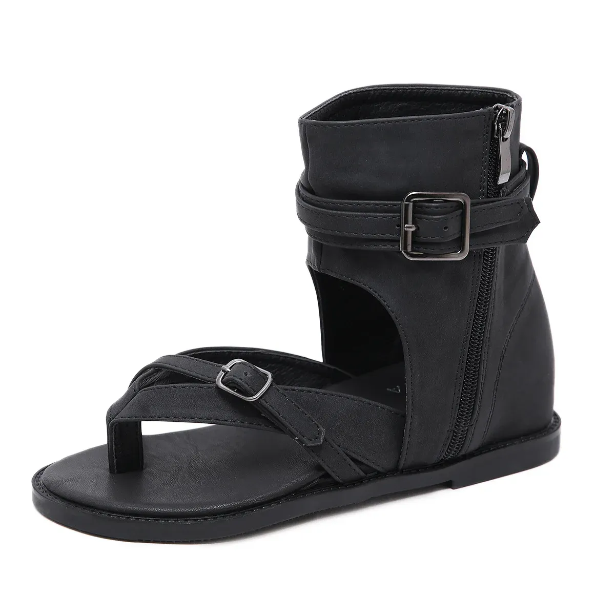 USS Shoes Francys Women's Side Zipper Flat Sandals