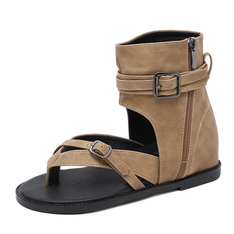USS Shoes Francys Women's Side Zipper Flat Sandals