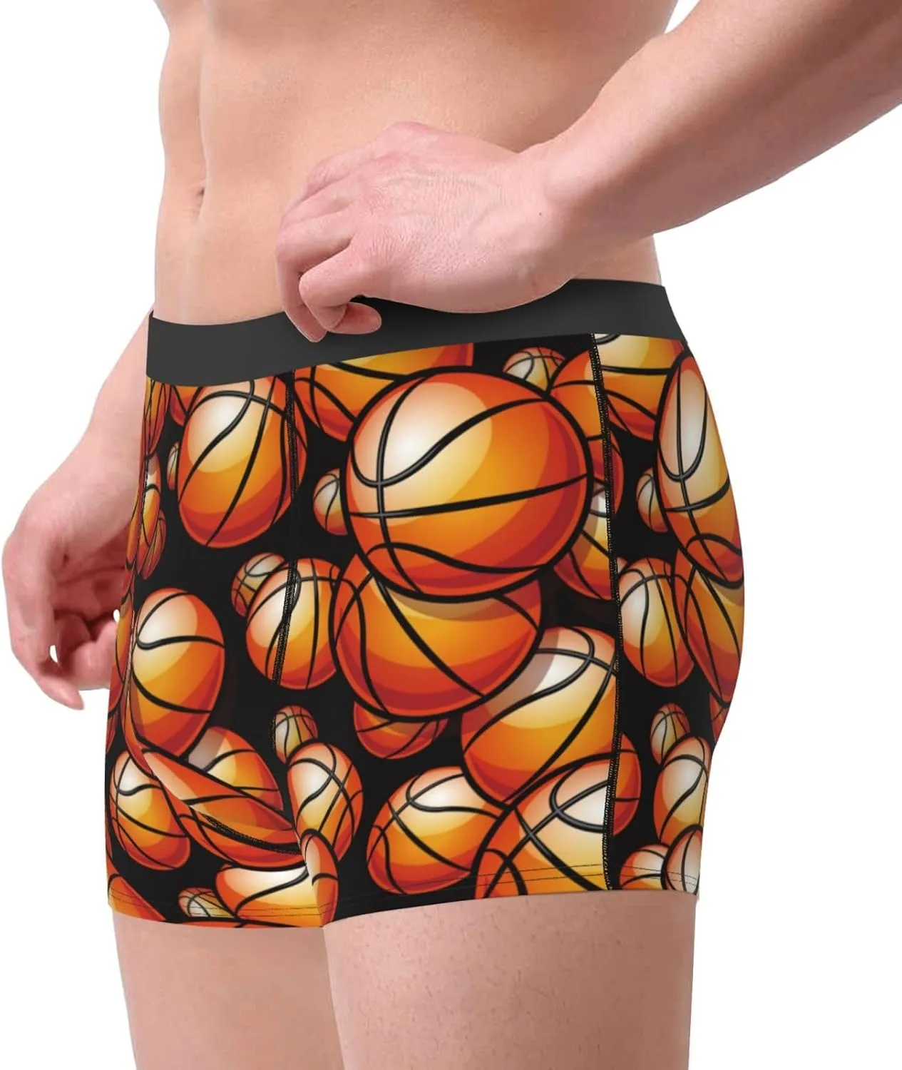 Vintage Basketball Print Boxer Briefs For Men Breathable Underwear-