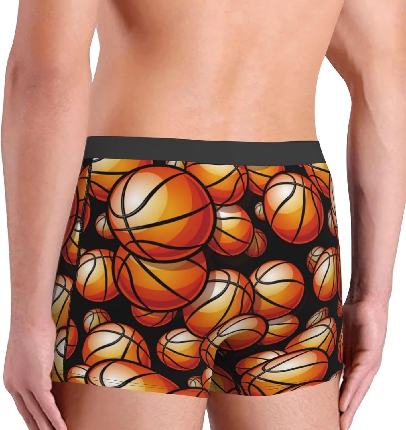 Vintage Basketball Print Boxer Briefs For Men Breathable Underwear-