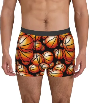 Vintage Basketball Print Boxer Briefs For Men Breathable Underwear-