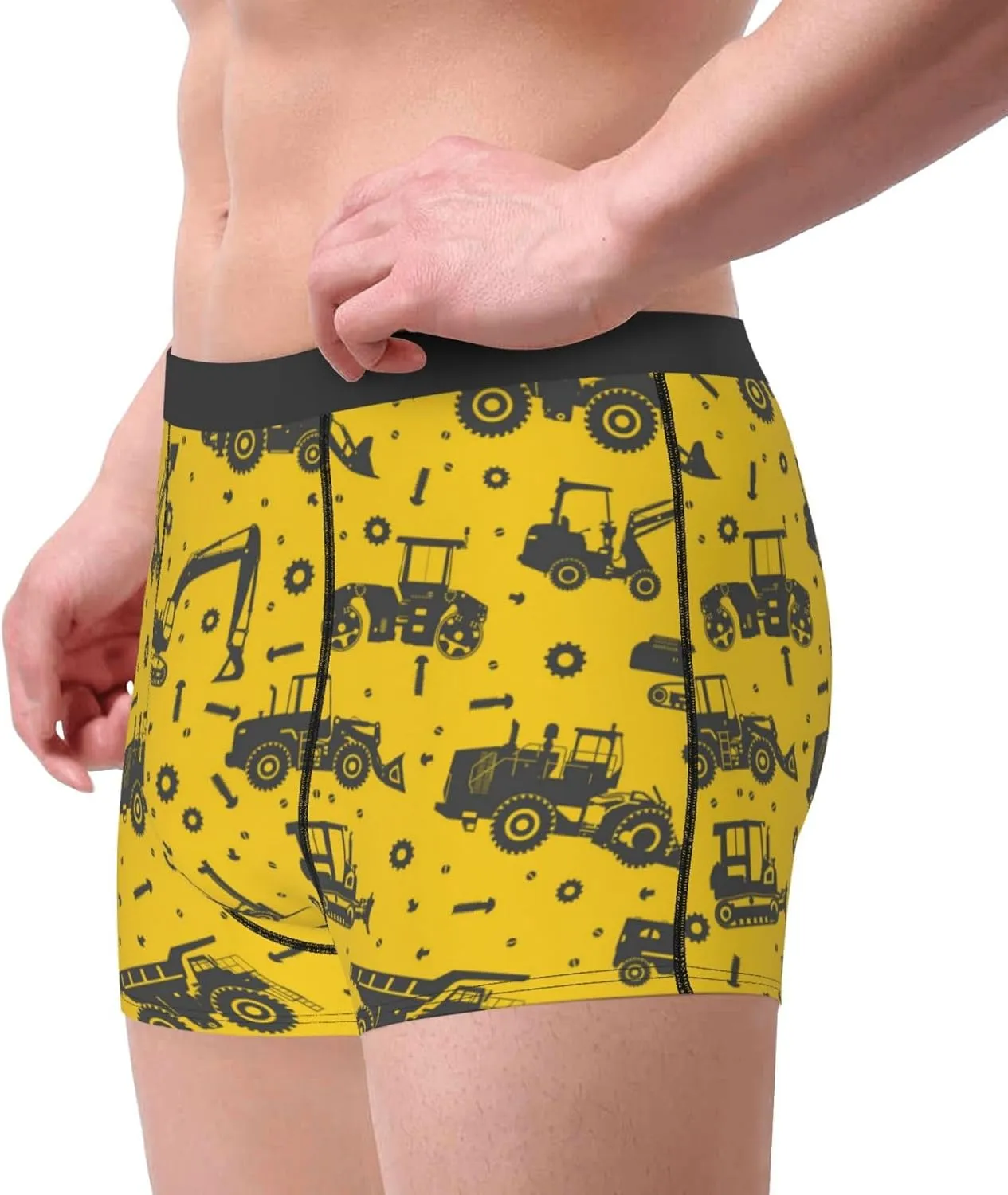 Vintage Excavator Print Boxer Briefs For Men Breathable Underwear-