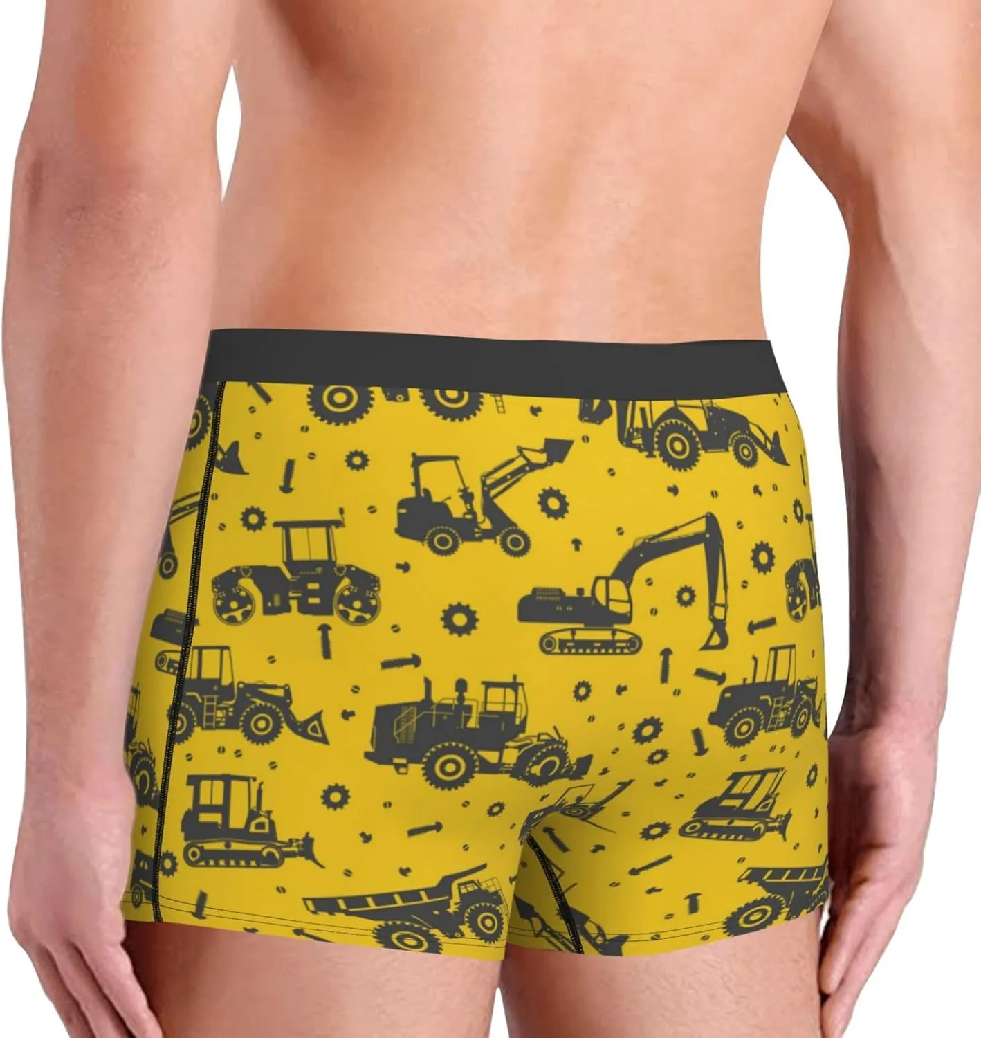 Vintage Excavator Print Boxer Briefs For Men Breathable Underwear-