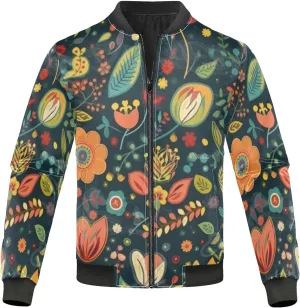 Vintage Green Colored Floral Pattern Mens Lightweight Rain Jacket Windbreaker Jacket Lightweight Rain Coats For Men